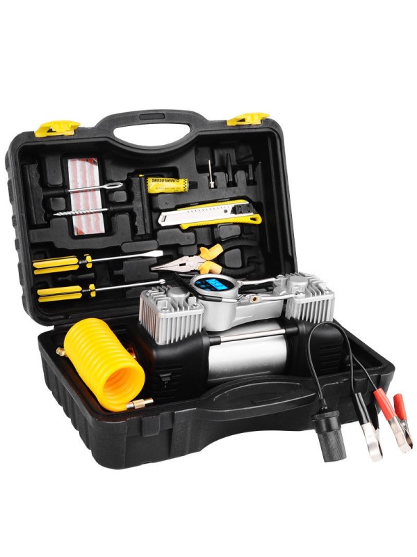 Twin-cylinder high-power fast-inflation car tire pump