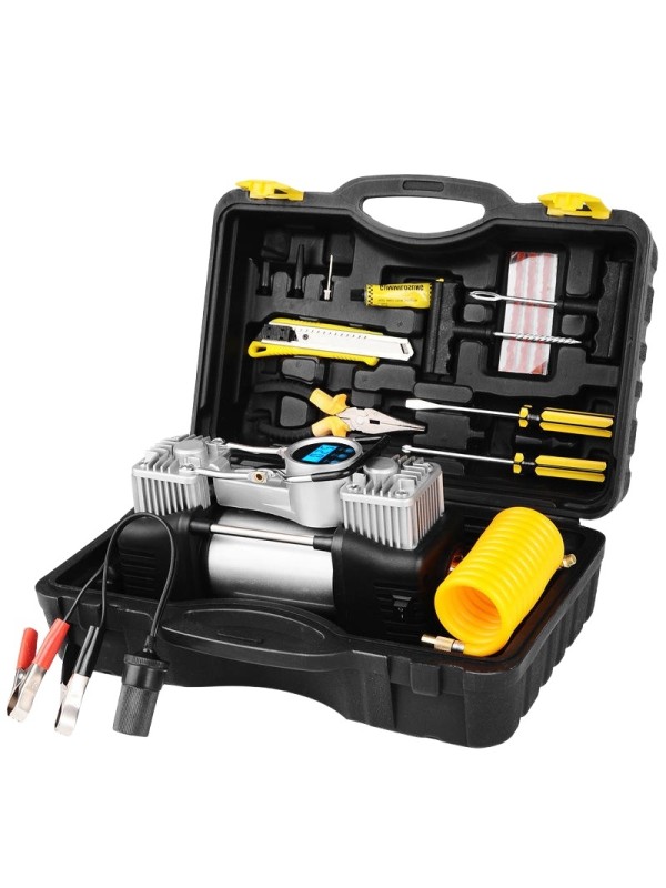 Twin-cylinder high-power fast-inflation car tire pump